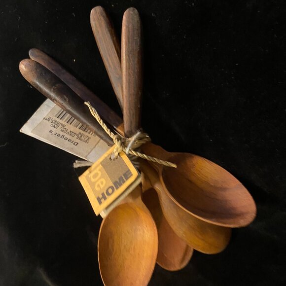Be Home Handcrafted Wooden Olive/Condiment Spoon Set (4) – 5.5” - Picture 2 of 6